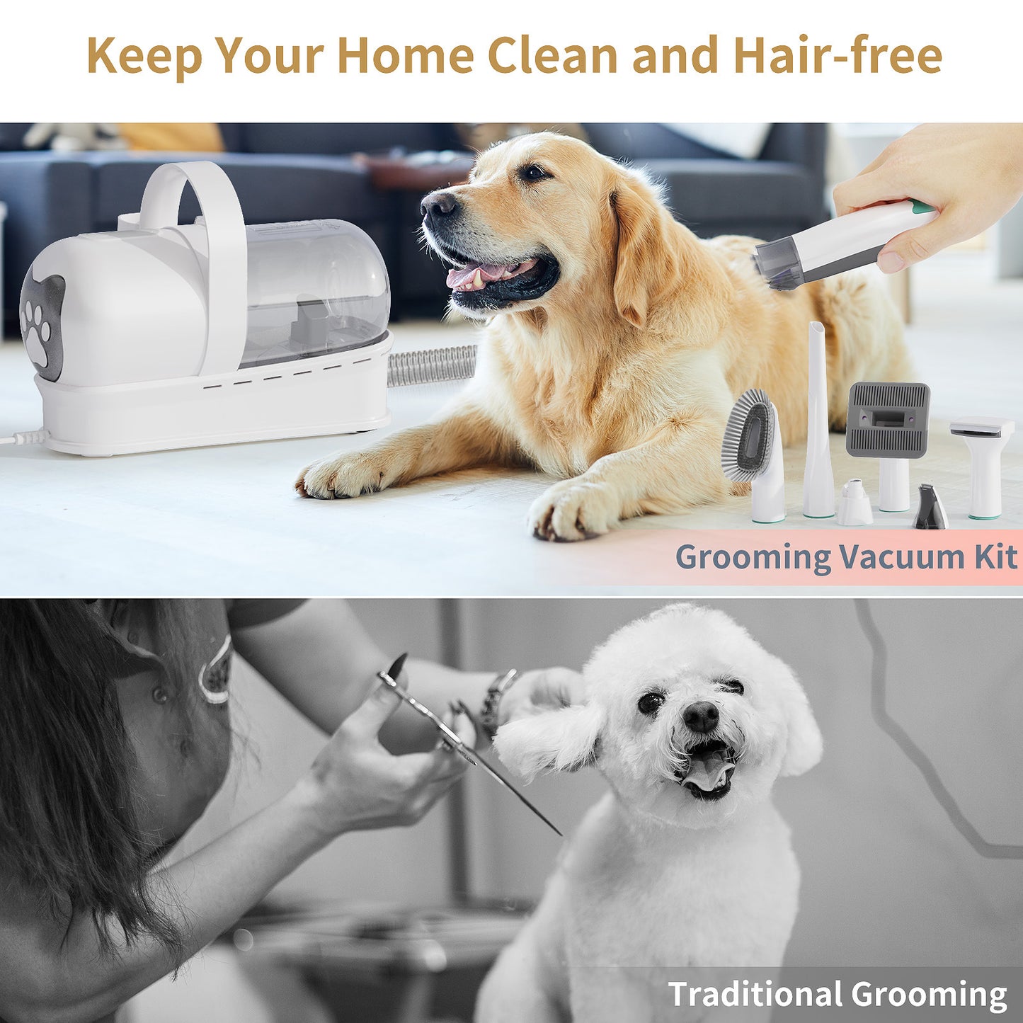 Professional Pet Grooming Vacuum Trimmer Set