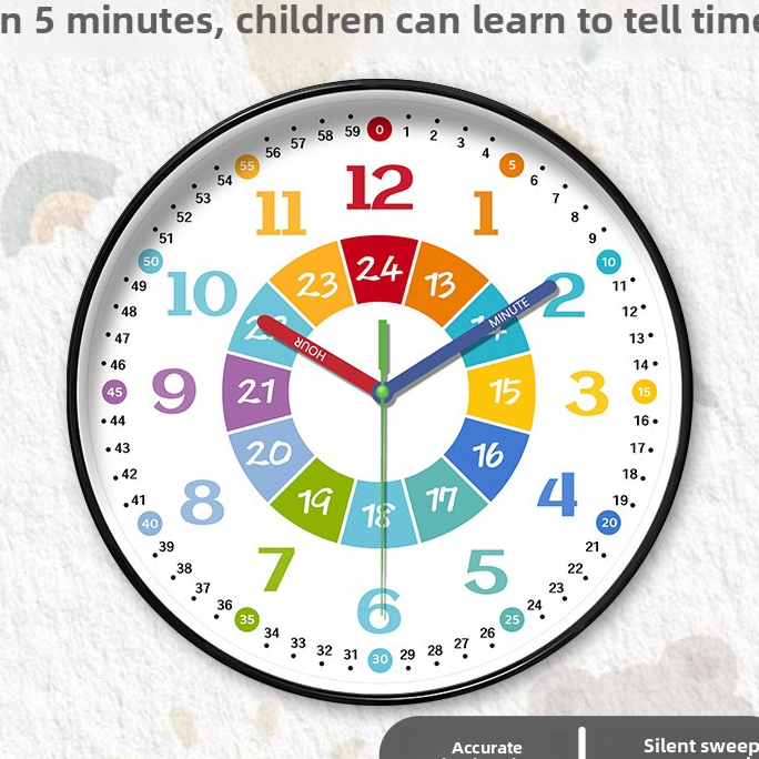 Educational Silent Wall Clock