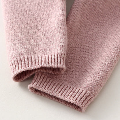 Children’s Knitted Love Solid Color Sweater and Pants Set