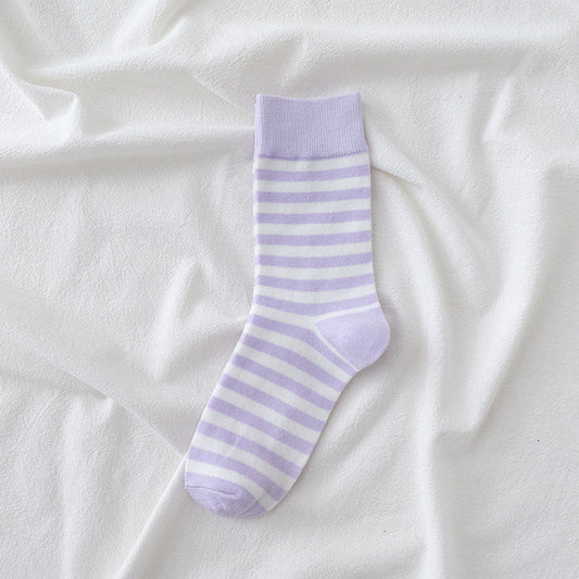 Stylish Purple Toned Women's Mid-Calf Socks Lightweight