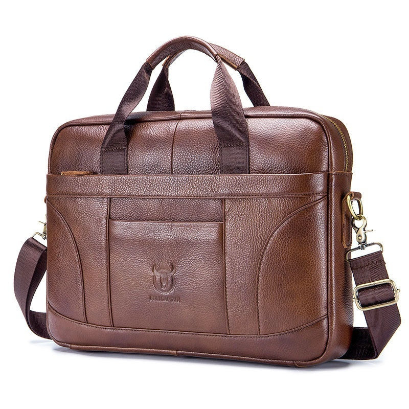 Men’s Large-Capacity Briefcase – Full-Grain Leather Design