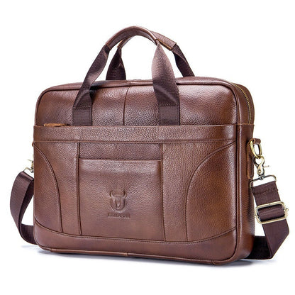 Men’s Large-Capacity Briefcase – Full-Grain Leather Design