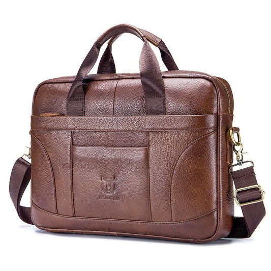 Men’s Large-Capacity Briefcase – Full-Grain Leather Design