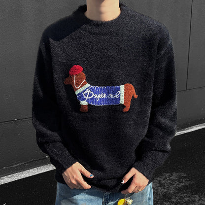 Men’s Casual Sweater – Featuring Cute Dachshund Design