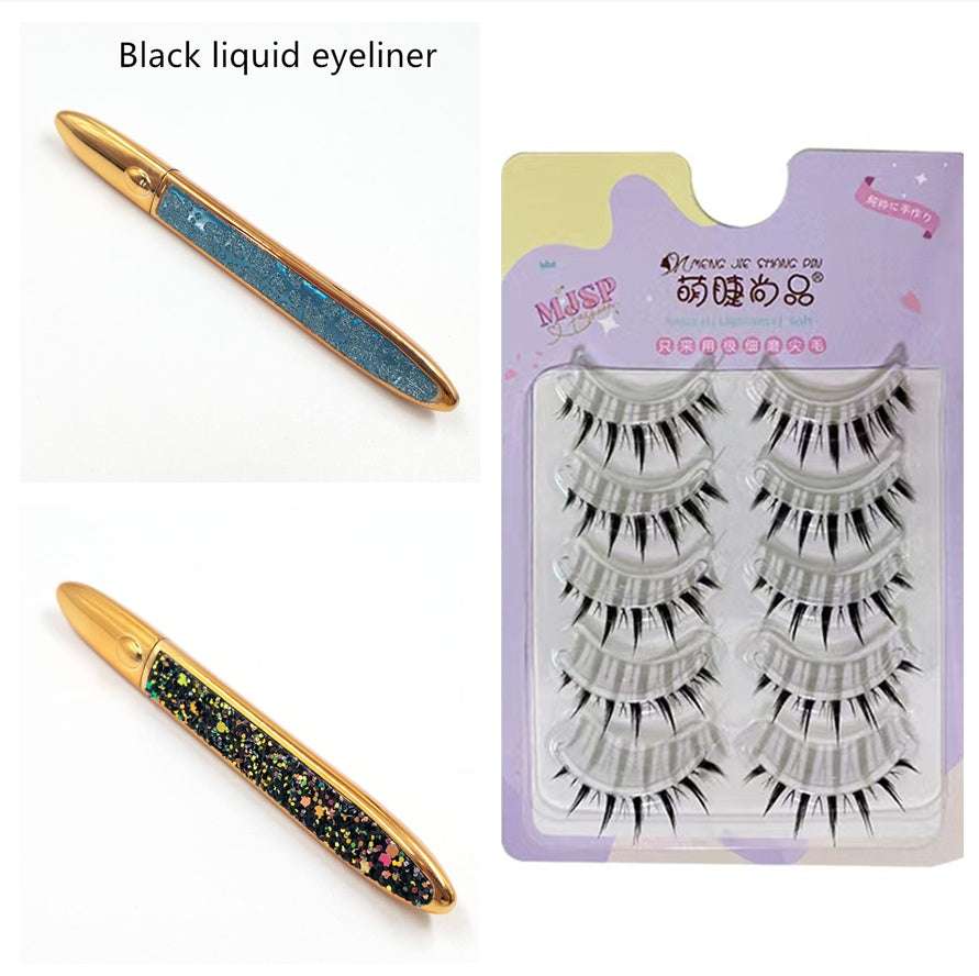 False Eyelashes with Self-Adhesive Eyeliner Multicolor Set
