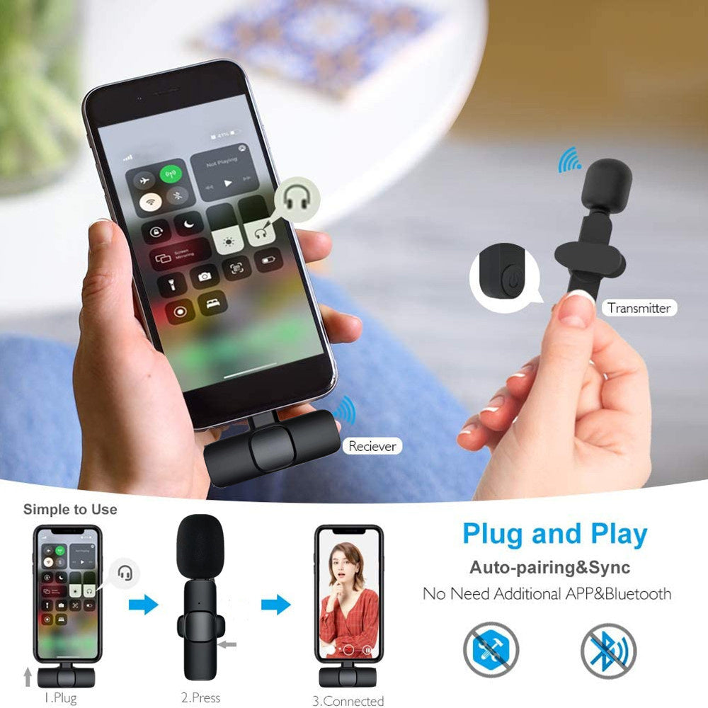 Portable Wireless Lavalier Mic for Audio & Video Recording