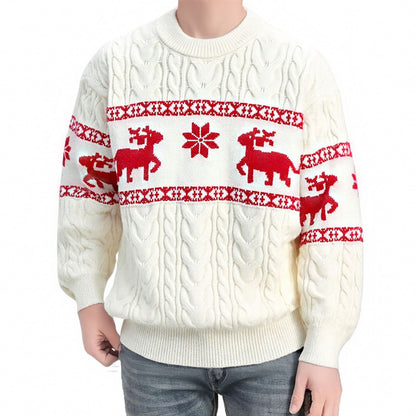 Winter Christmas Pullovers Sweater For Men  Round Neck Tops