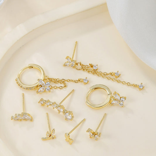 Eight-piece set of ear bone studs