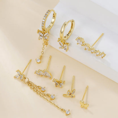 Eight-piece set of ear bone studs