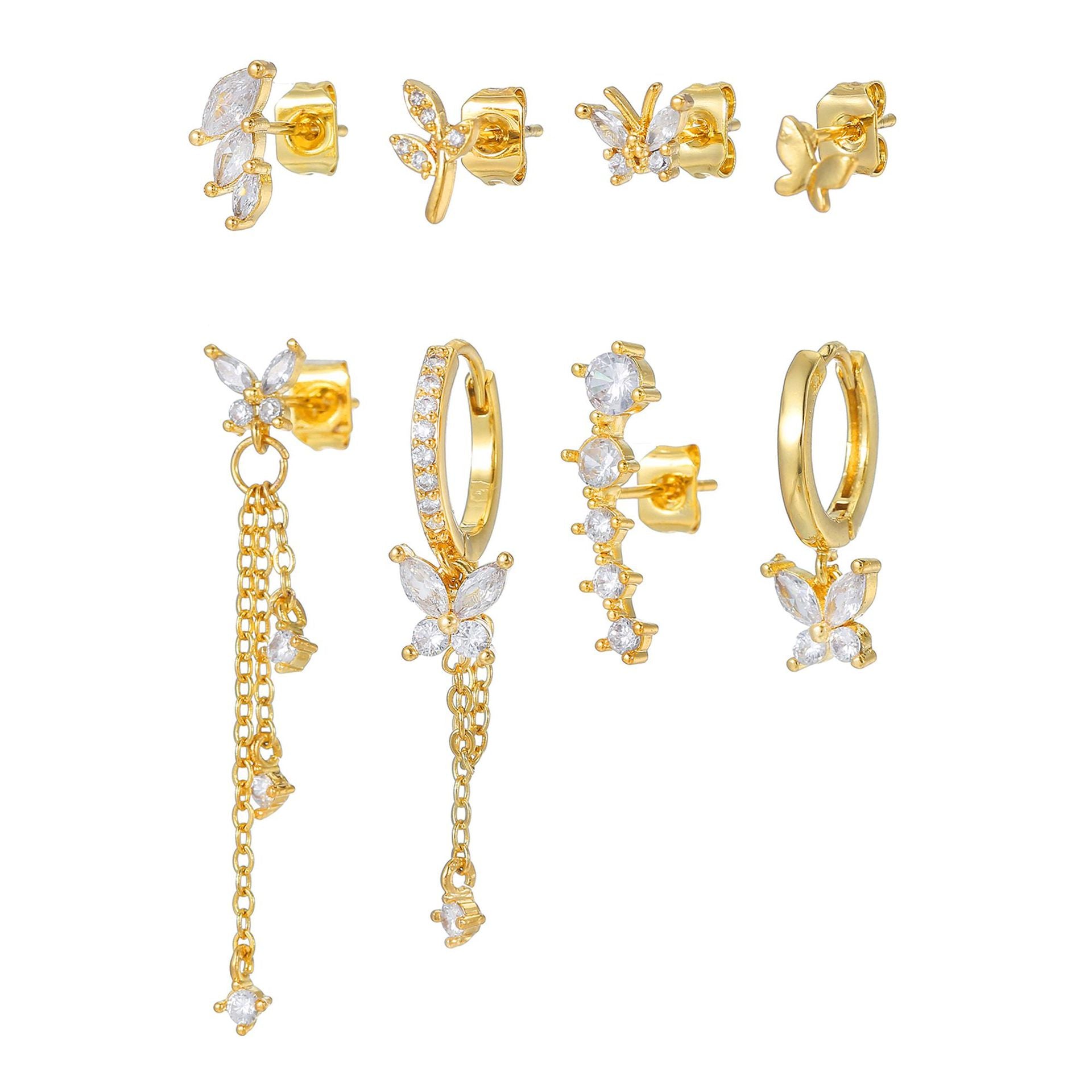 Eight-piece set of ear bone studs