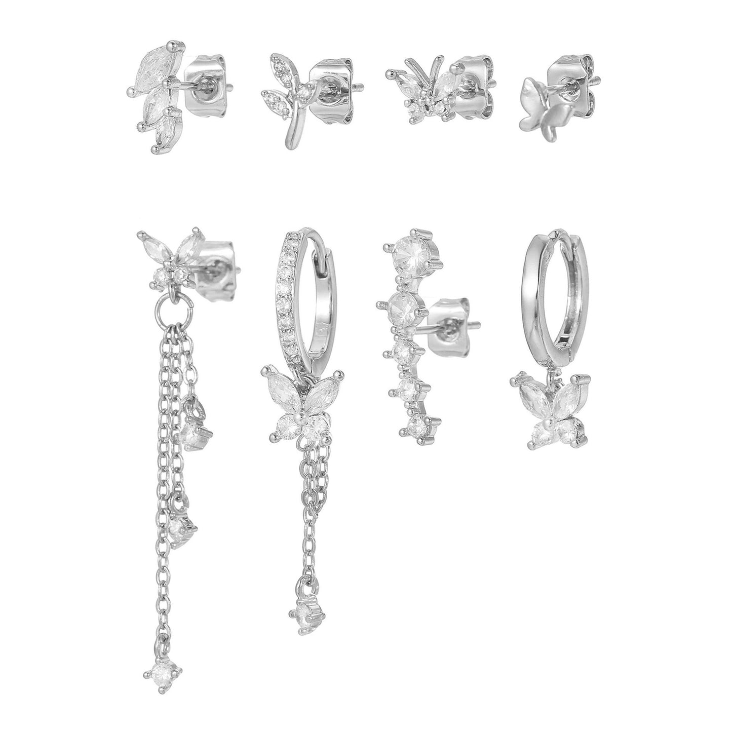 Eight-piece set of ear bone studs