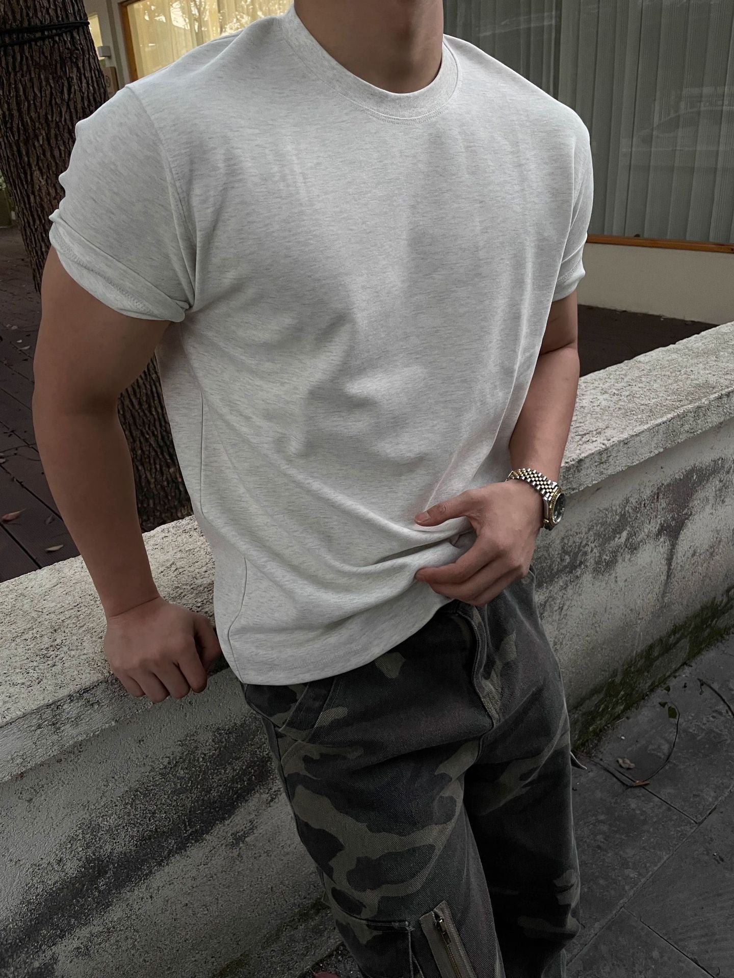 Elastic Cotton Fitness T-Shirt