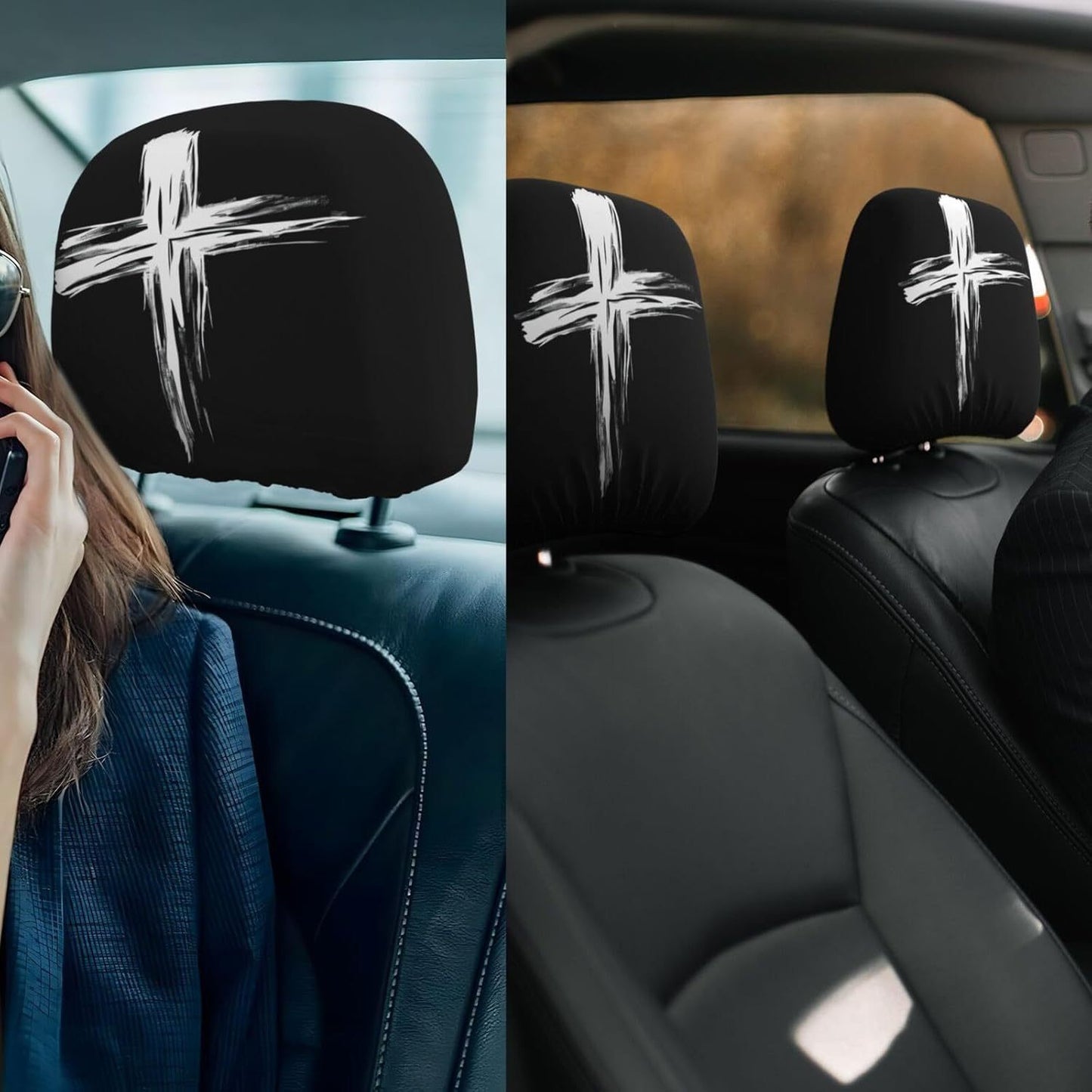 Elastic Double-Sided Car Headrest Cover