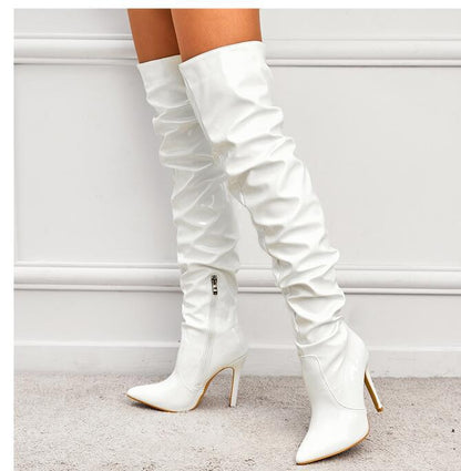 Elastic knee-length boots