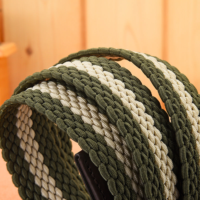 Elastic Pin Buckle Woven Belt for Men