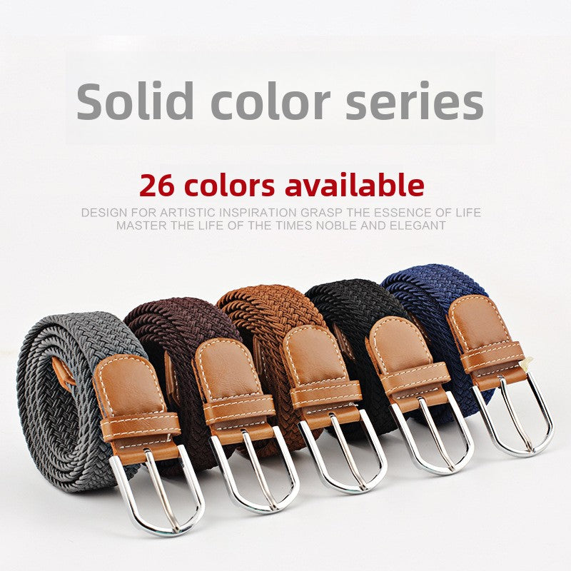 Elastic Pin Buckle Woven Belt