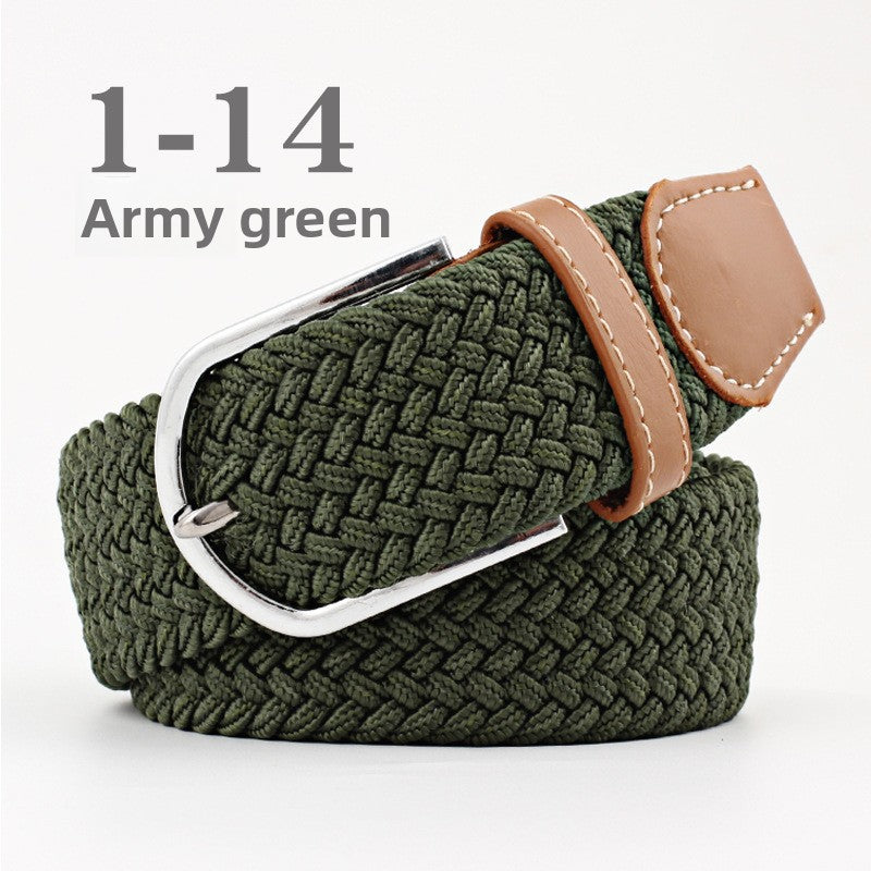 Elastic Pin Buckle Woven Belt