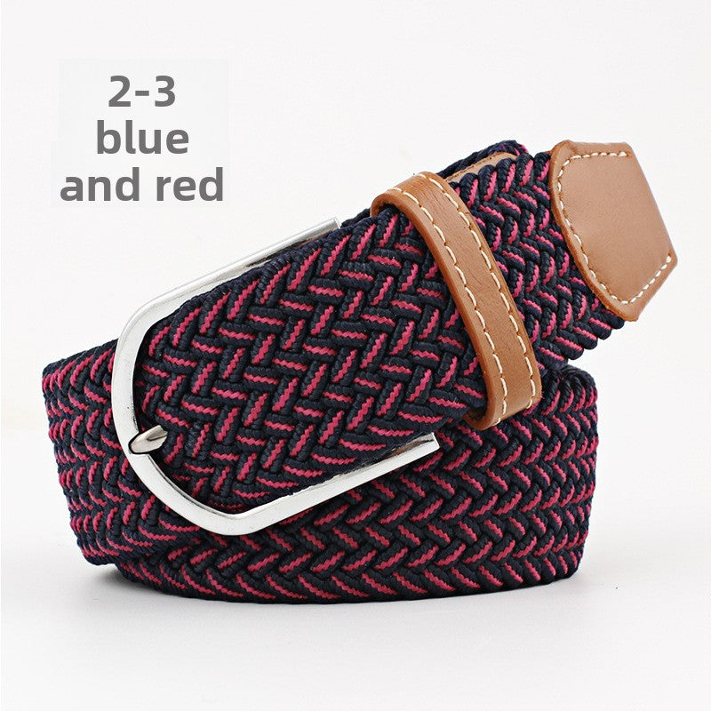 Elastic Pin Buckle Woven Belt