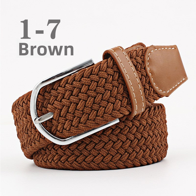 Elastic Pin Buckle Woven Belt