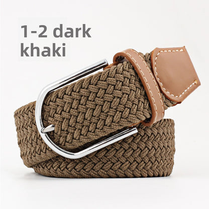 Elastic Pin Buckle Woven Belt