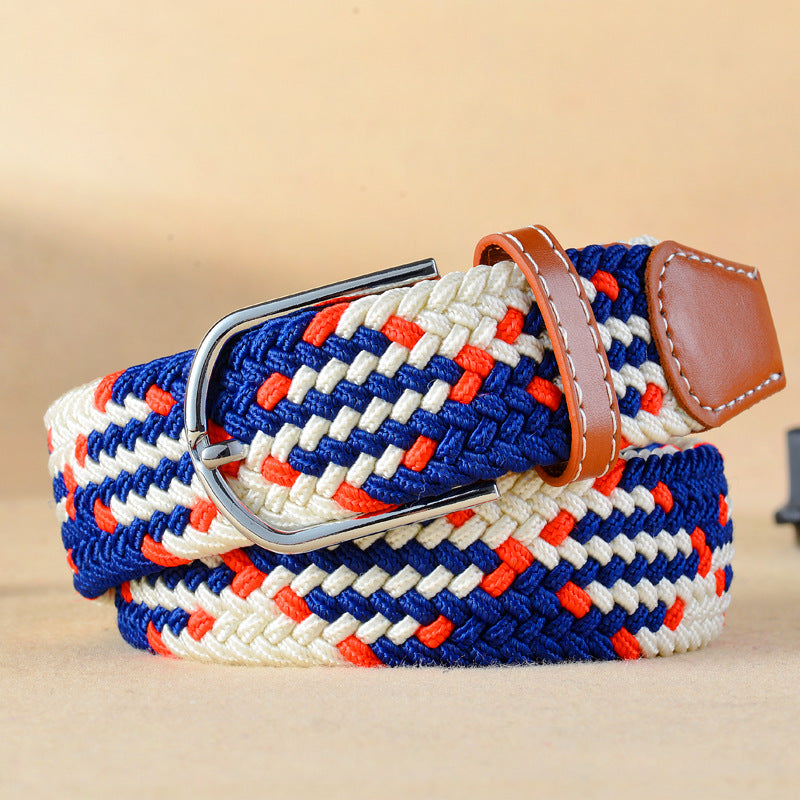 Elastic Pin Buckle Woven Belt