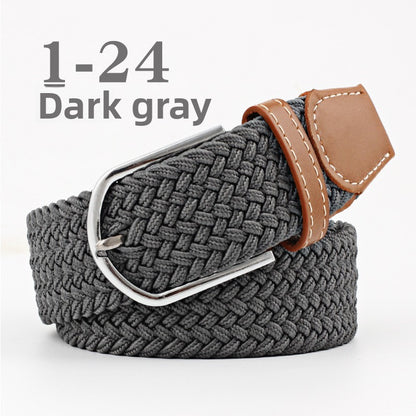 Elastic Pin Buckle Woven Belt