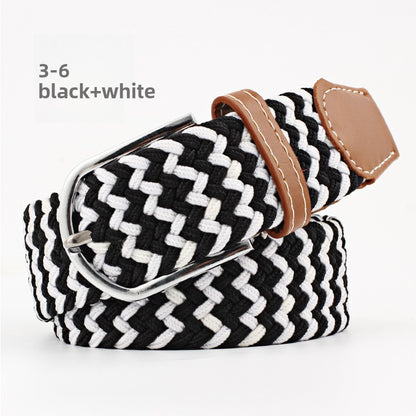 Elastic Pin Buckle Woven Belt