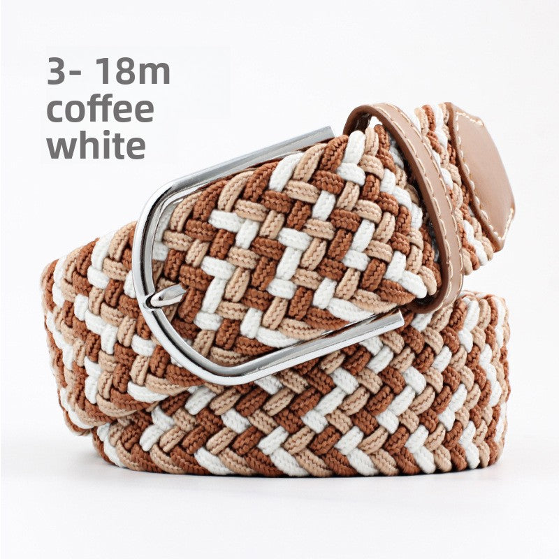 Elastic Pin Buckle Woven Belt