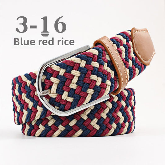 Elastic Pin Buckle Woven Belt