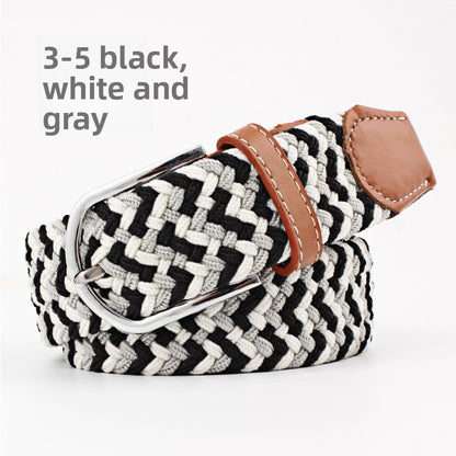 Elastic Pin Buckle Woven Belt