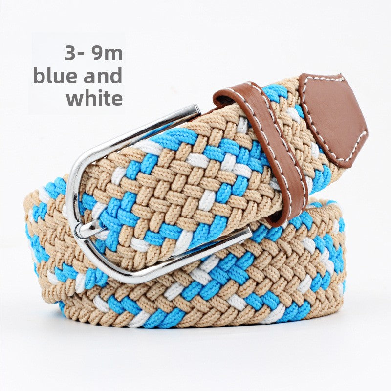 Elastic Pin Buckle Woven Belt