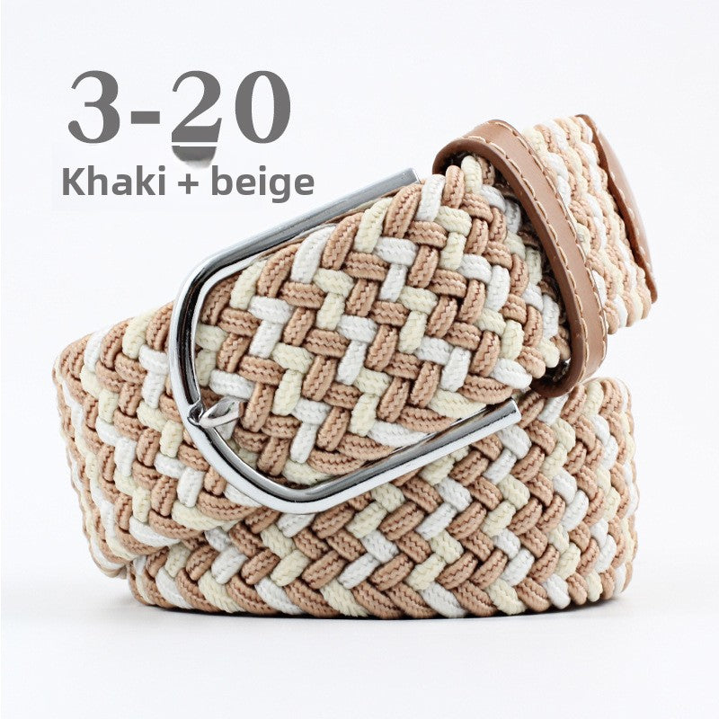 Elastic Pin Buckle Woven Belt