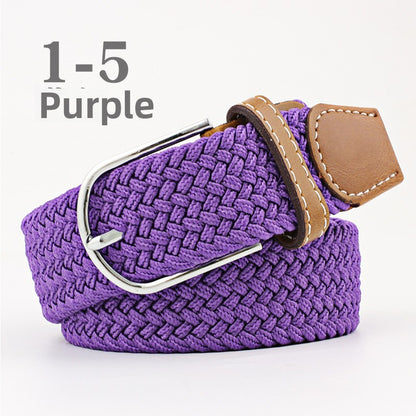 Elastic Pin Buckle Woven Belt