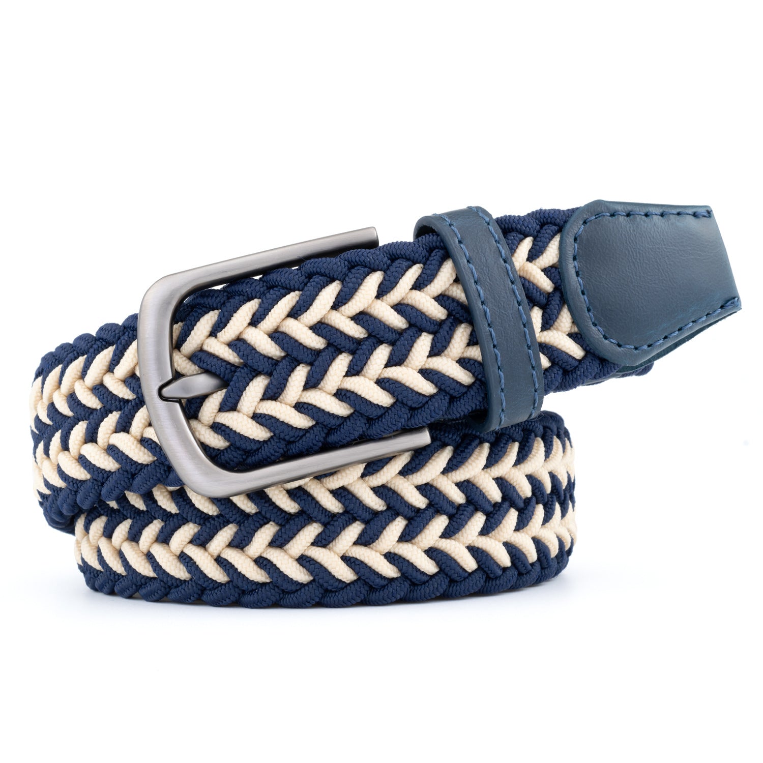 Elastic Polyester-Cotton Belt with Alloy Buckle