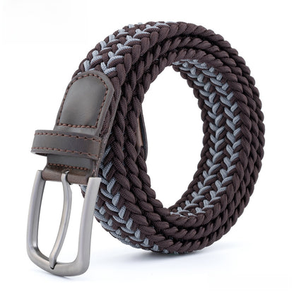 Elastic Polyester-Cotton Belt with Alloy Buckle