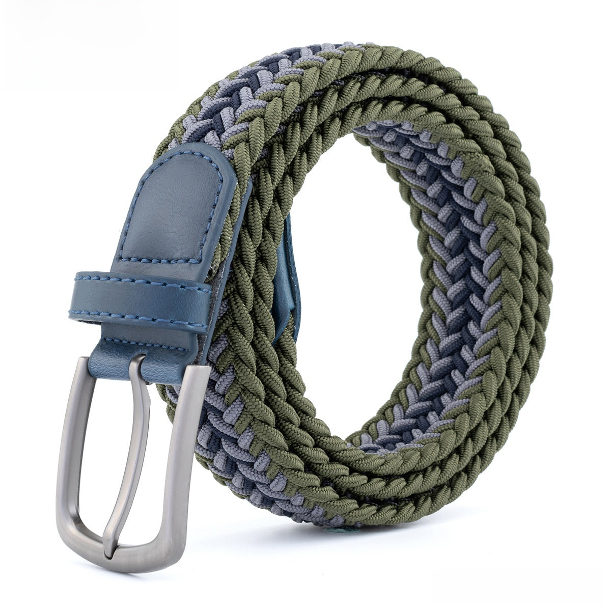 Elastic Polyester-Cotton Belt with Alloy Buckle