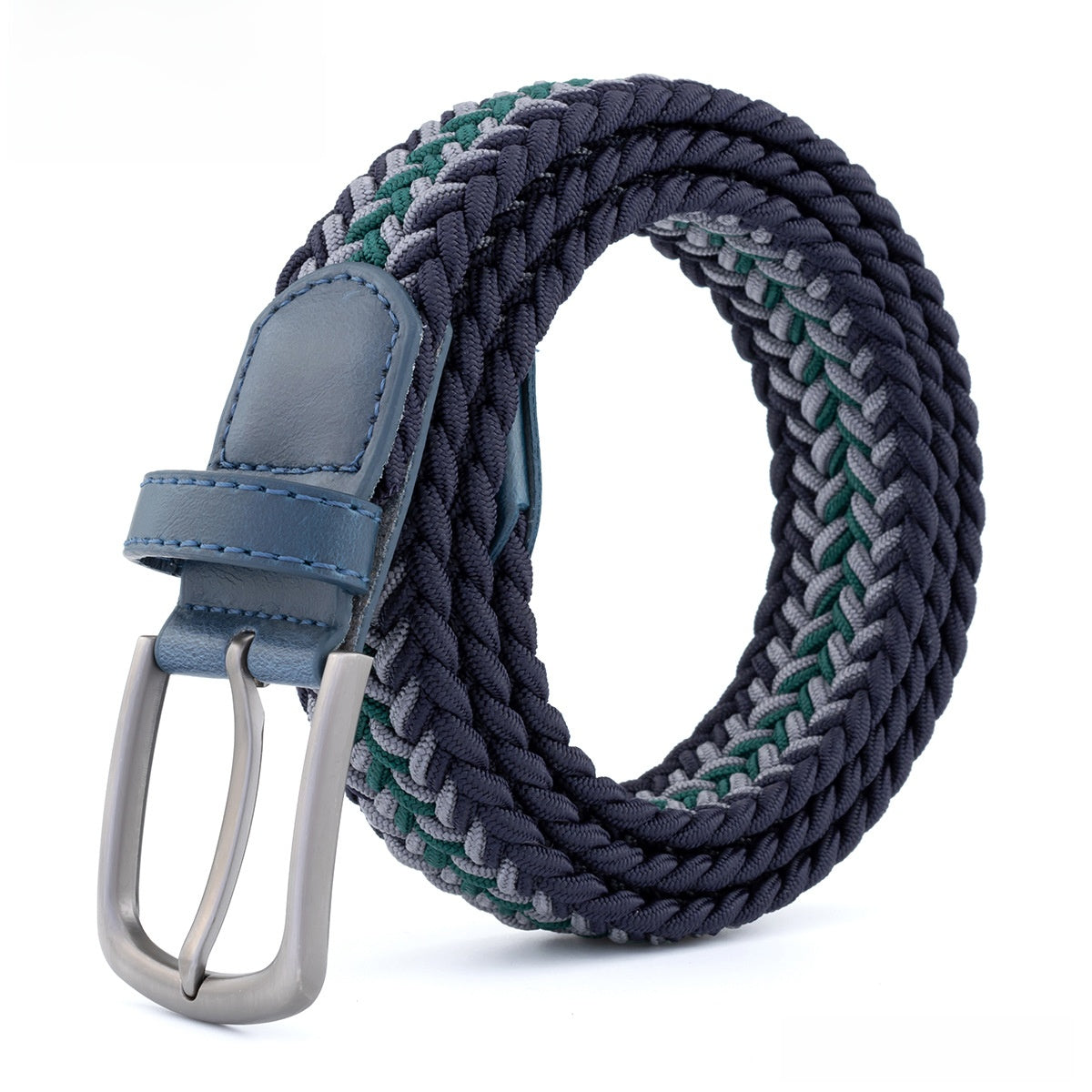 Elastic Polyester-Cotton Belt with Alloy Buckle