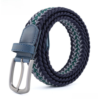 Elastic Polyester-Cotton Belt with Alloy Buckle