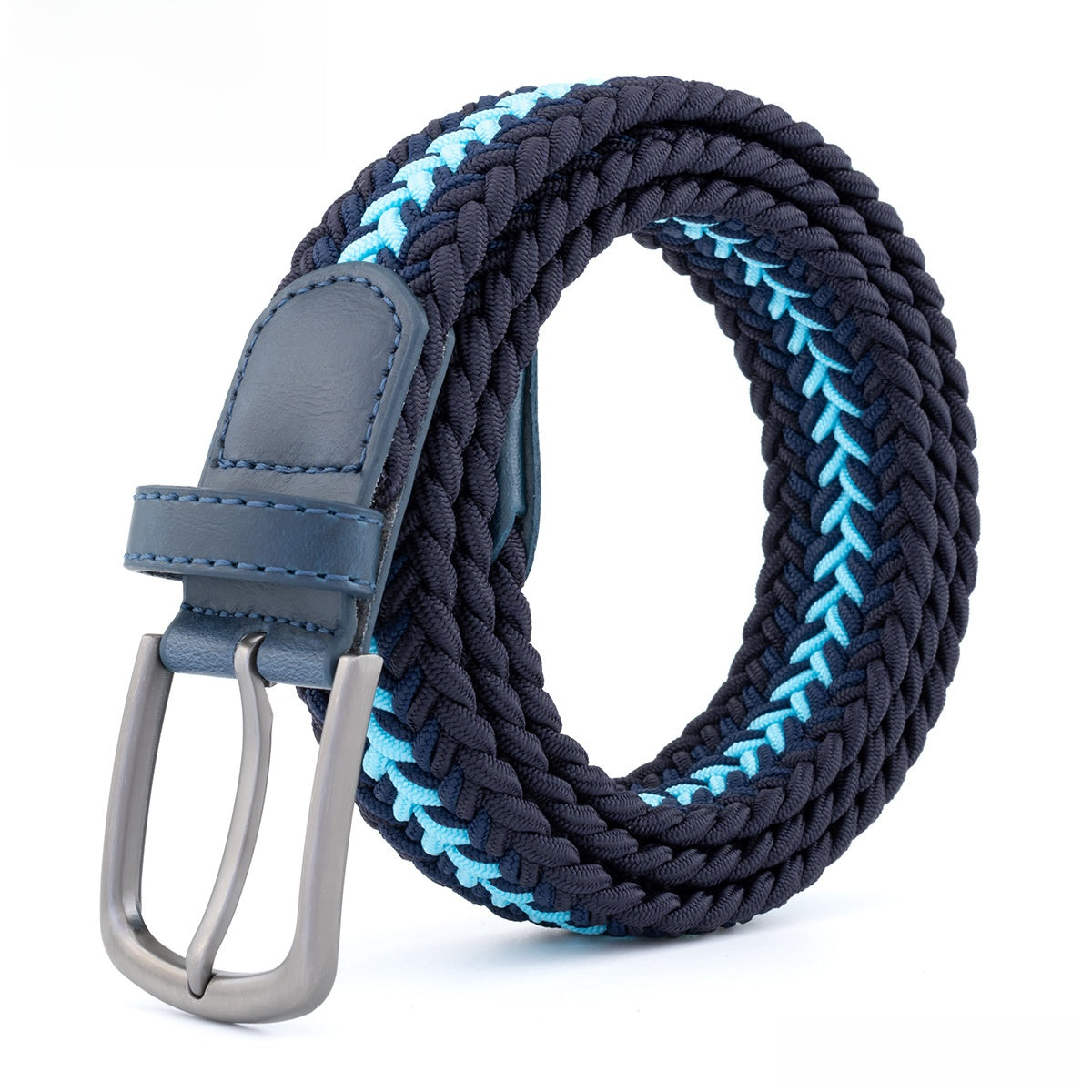 Elastic Polyester-Cotton Belt with Alloy Buckle