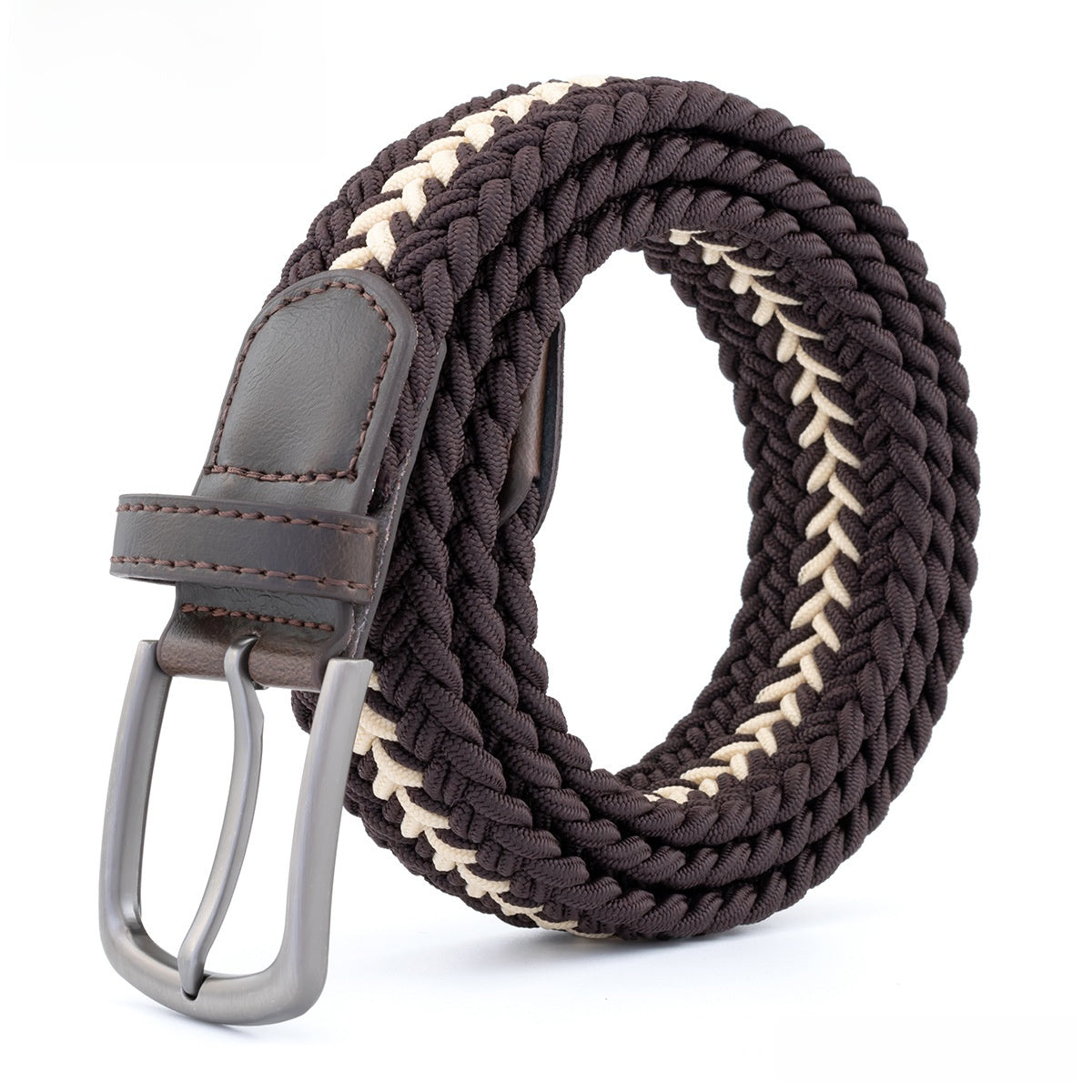 Elastic Polyester-Cotton Belt with Alloy Buckle