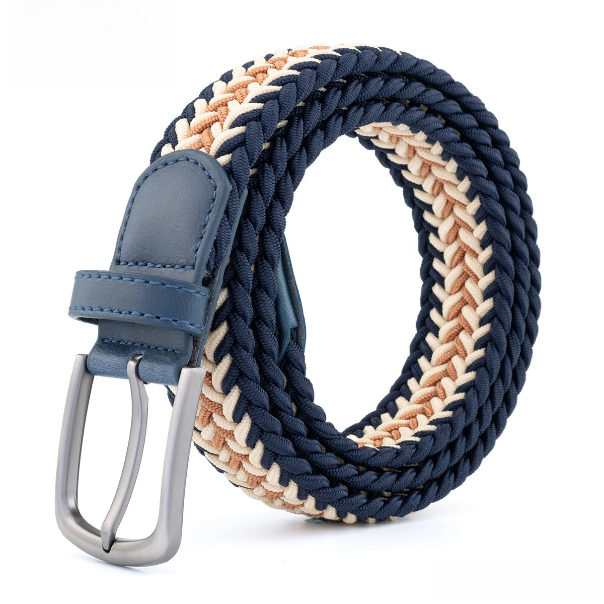 Elastic Polyester-Cotton Belt with Alloy Buckle