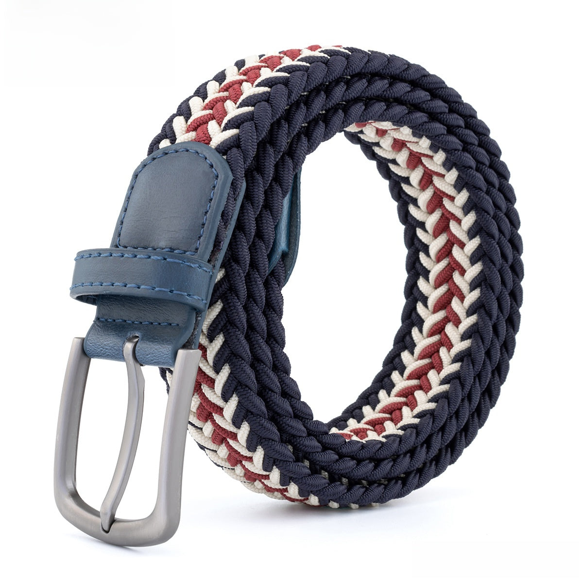 Elastic Polyester-Cotton Belt with Alloy Buckle