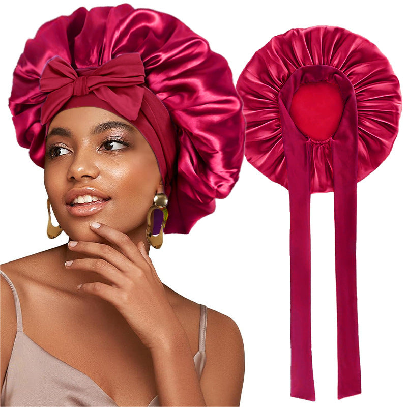 Elastic Ribbon Satin Nightcap
