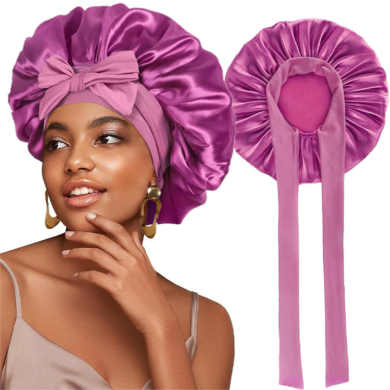 Elastic Ribbon Satin Nightcap