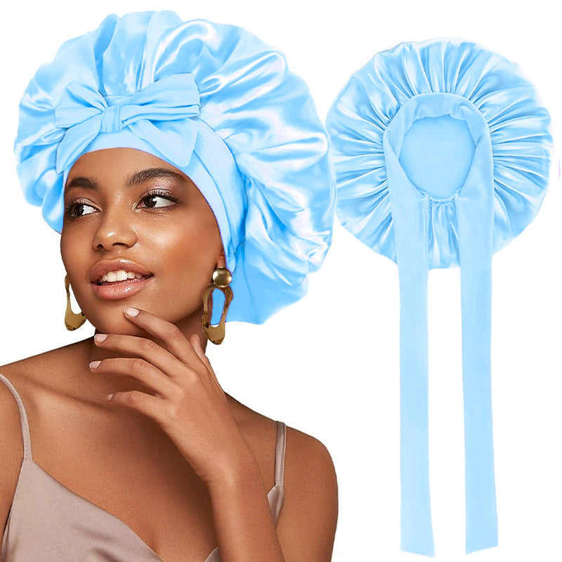 Elastic Ribbon Satin Nightcap