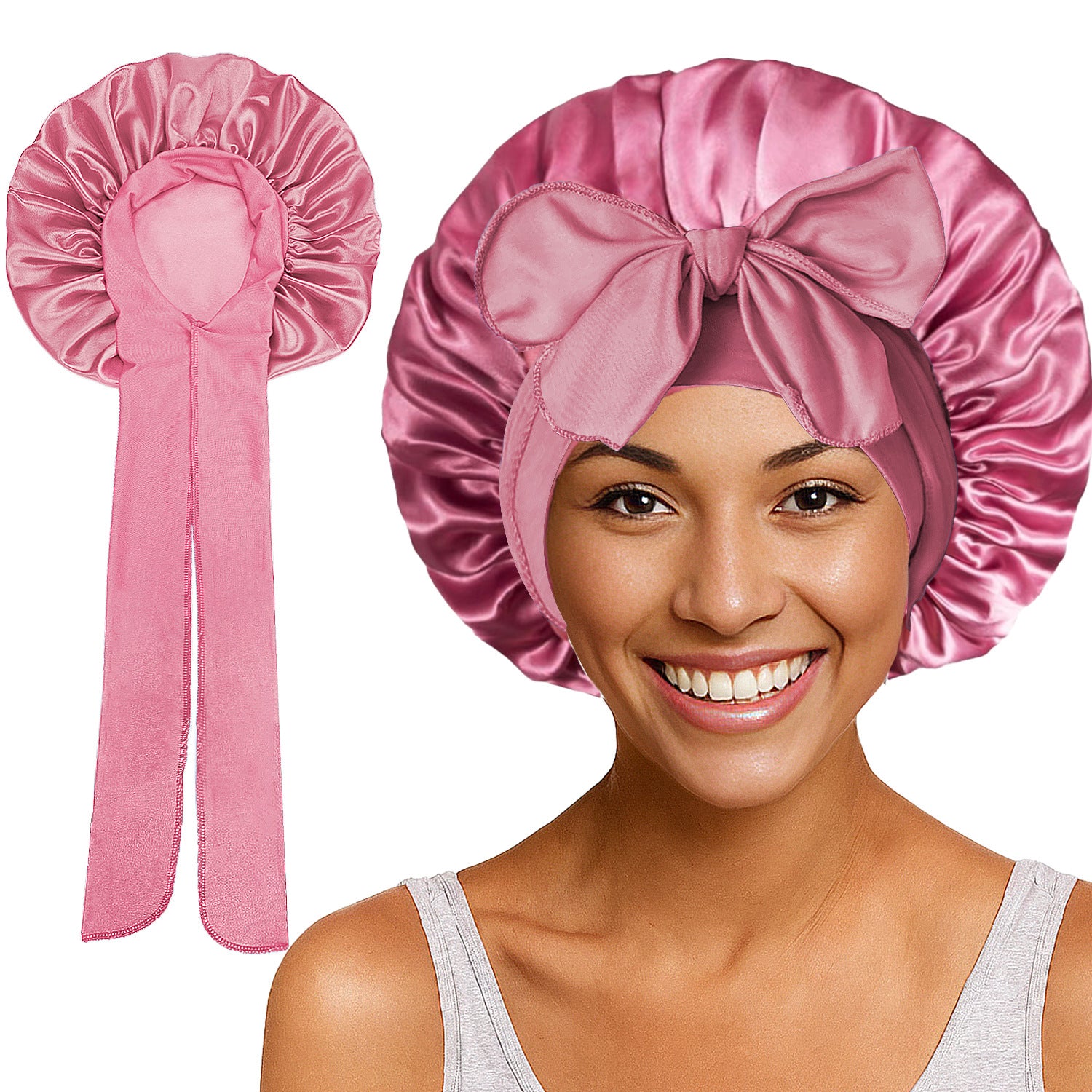 Elastic ribbon satin round hat