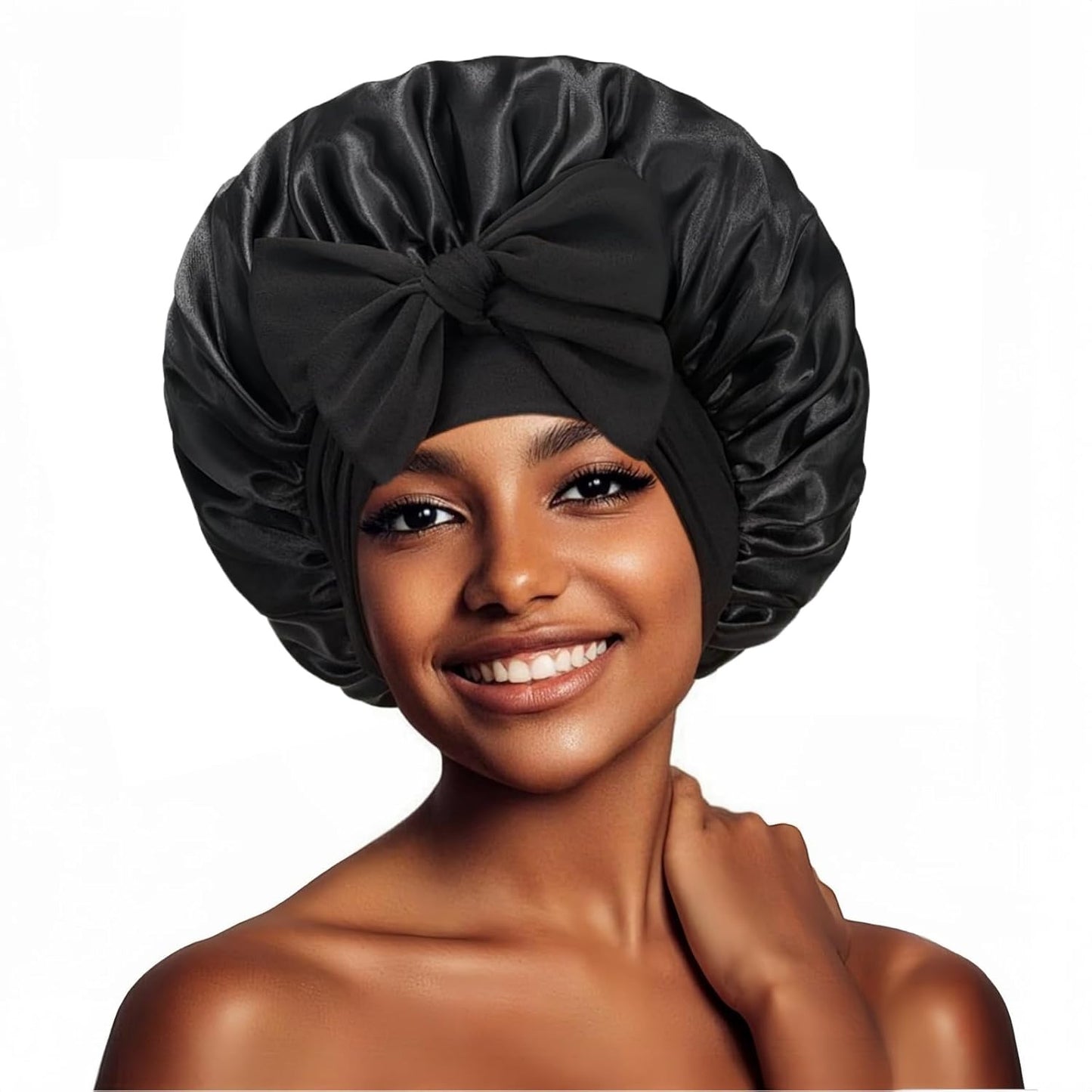 Elastic ribbon satin round hat