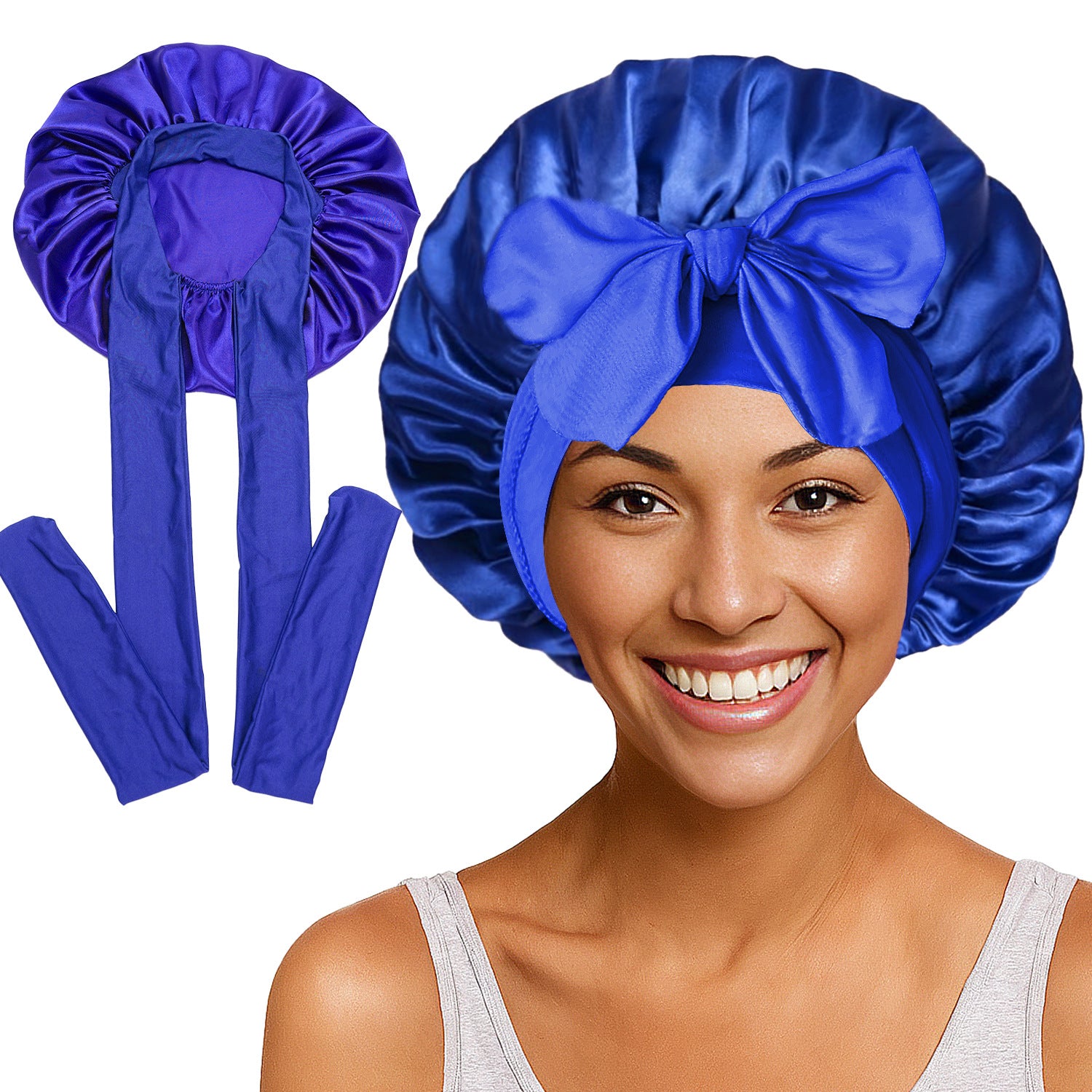 Elastic ribbon satin round hat