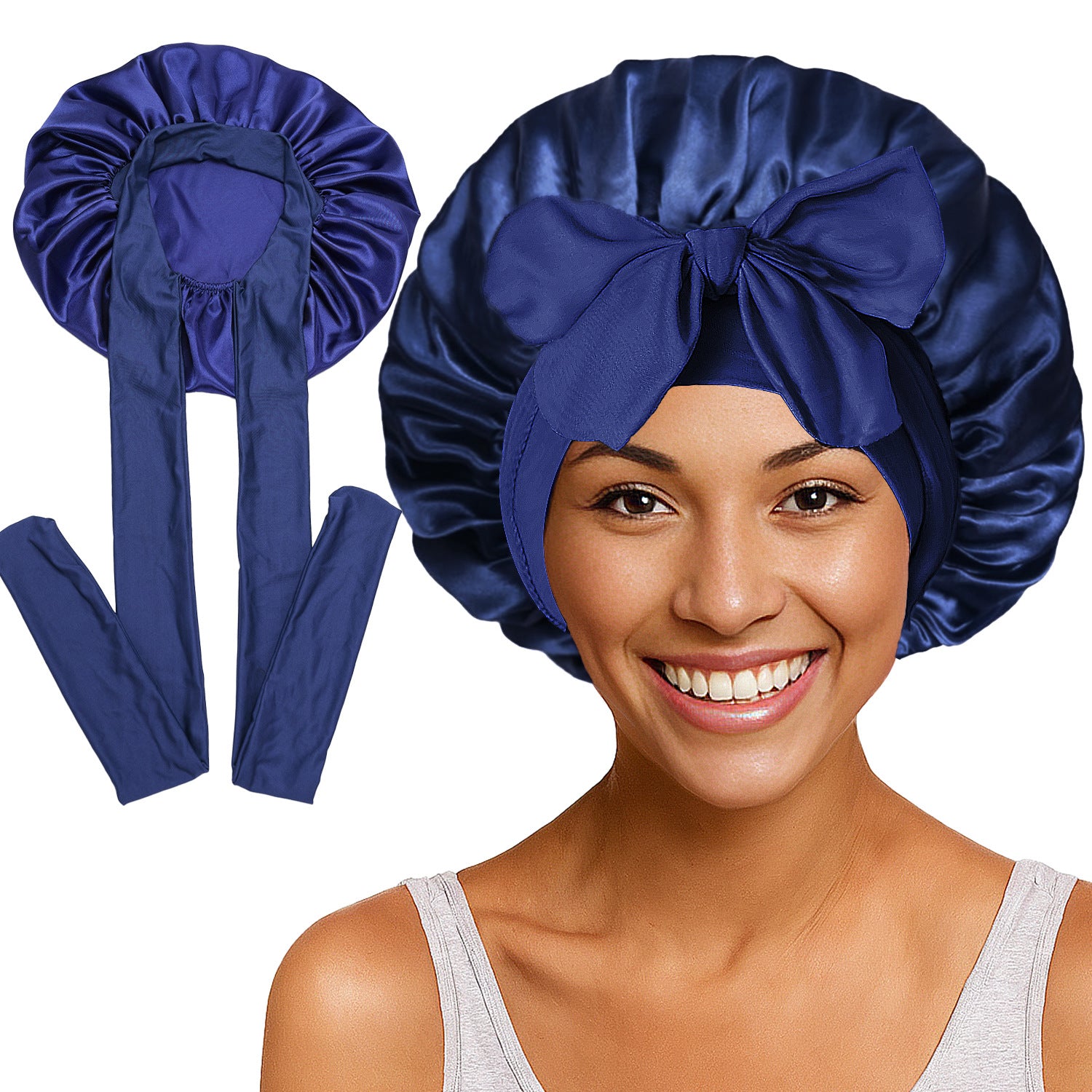 Elastic ribbon satin round hat