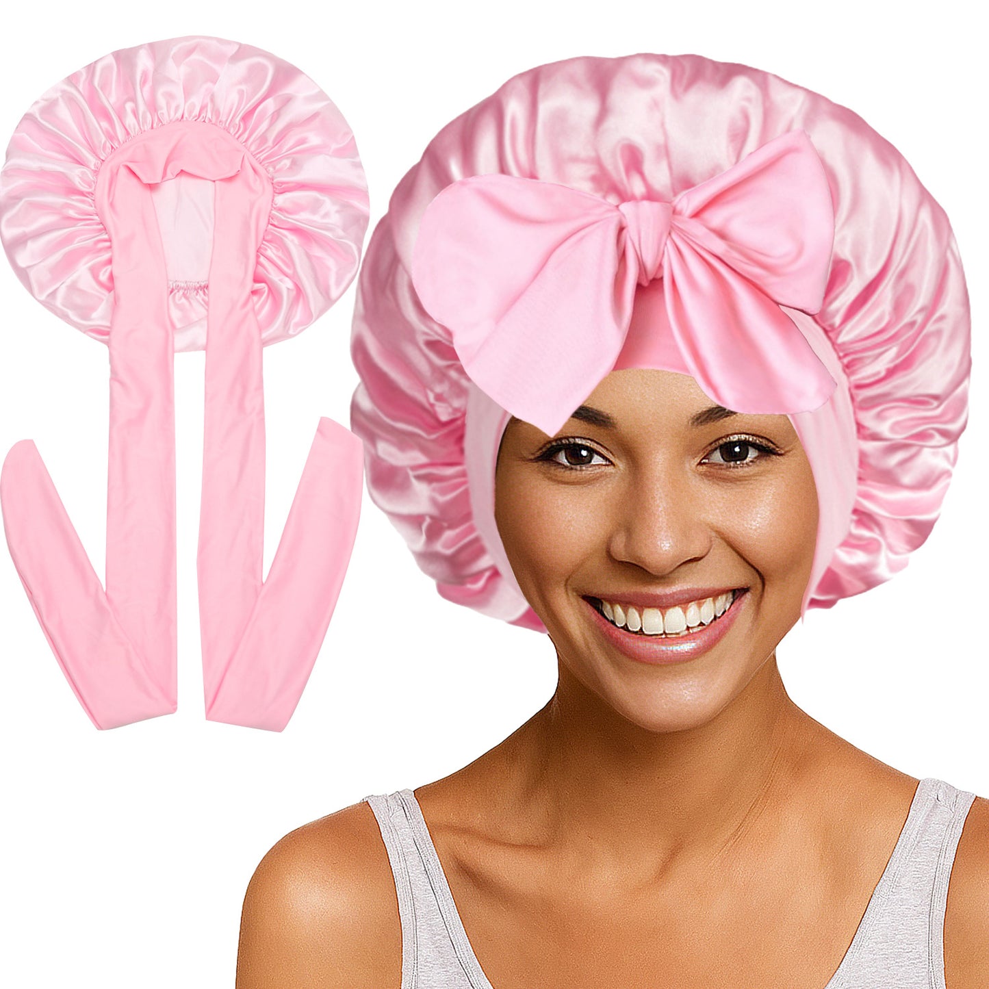Elastic ribbon satin round hat